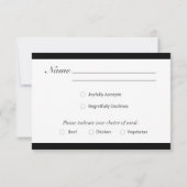 エレガントなドット柄ブラック/ホワイト返信カード 出欠カード (裏面)