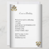 エレガントなドット 白 黒 ゴールド パーティー 招待状 (裏面)