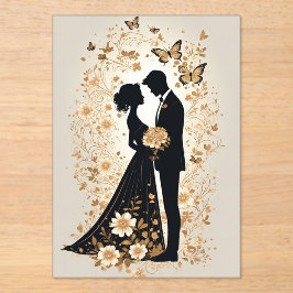 エレガントなドレスのロマンティックな結婚式のカップル アクリル招待状