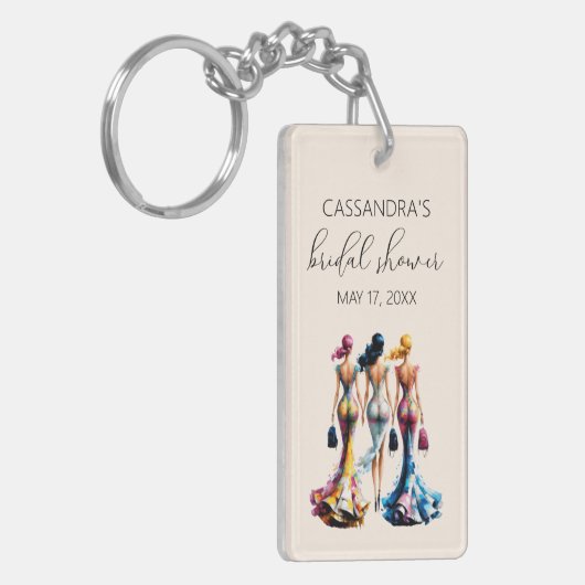 エレガントなドレスの女の子たち ブライダルシャワー キーホルダー (正面左)