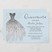 エレガントなドレス ダスティーブルー キンチェアラ  招待状 (正面/裏面)