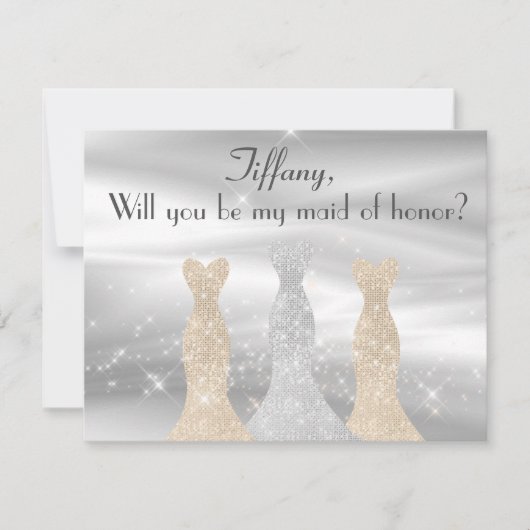 エレガントなドレス メイドオブオナー提案 招待状 (正面)