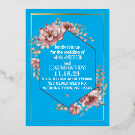 エレガントなニュートラルウォーターカラーの花嫁 ウェディング+フォイル I 箔招待状