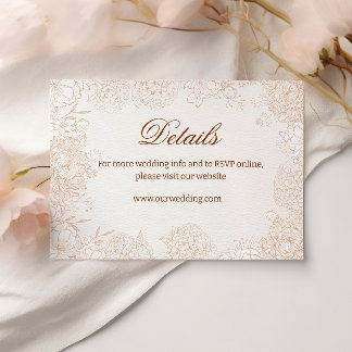 エレガントなニュートラルフラワーの結婚式詳細カード エンクロージャーカード