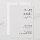 エレガントなニュートラルラインアートフラワーフォト招待 招待状 (正面)