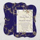 エレガントなネイビーとゴールドの結婚式招待状 招待状 (正面/裏面)