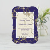 エレガントなネイビーとゴールドの結婚式招待状 招待状 (スタンド正面)