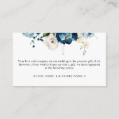 エレガントなネイビーとダスティーブルーのキュートな花モチーフのウェディング詳細 エンクロージャーカード (裏面)