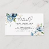 エレガントなネイビーとダスティーブルーのキュートな花モチーフのウェディング詳細 エンクロージャーカード (正面)