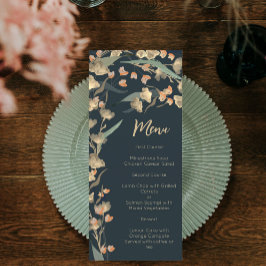 エレガントなネイビーとベージュのワイルドフラワーボタニカル メニュー