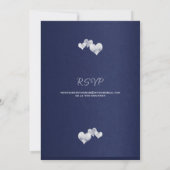 エレガントなネイビーと白のウェディング 招待状 (裏面)