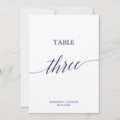 エレガントなネイビーのカリグラフィーテーブルナンバー3 招待状 (裏面)