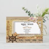 エレガントなネイビーの海岸ウェディングシャワー 招待状 (スタンド正面)