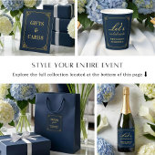 エレガントなネイビーゴールドのアールデコ80歳誕生日ディナー 招待状