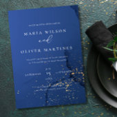 エレガントなネイビーゴールドの結婚式招待状、ミニマルデザイン 招待状