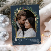 エレガントなネイビーゴールドグリーンのアーチ写真 シーズンカード