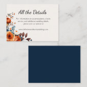 エレガントなネイビーブルーとオレンジの結婚式 エンクロージャーカード (正面/裏面)