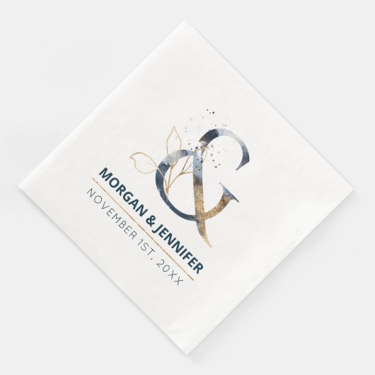 エレガントなネイビーブルーとゴールドのアンパサンド ウェディング (コーナー)