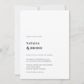 エレガントなネイビーブルーとフラワーの結婚式招待状 招待状 (正面)