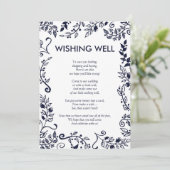 エレガントなネイビーブルーとホワイトの花のウィッシュウェル 招待状 (スタンド正面)