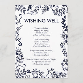エレガントなネイビーブルーとホワイトの花の願い事の井戸 招待状
