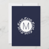 エレガントなネイビーブルーとホワイトの花の願い事の井戸 招待状 (裏面)