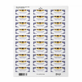 エレガントなネイビーブルーのひまわり 返信住所 ウェディング ラベル (フルシート)