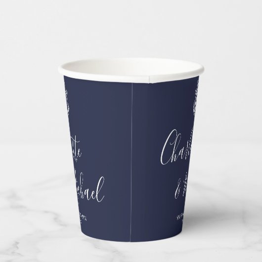 エレガントなネイビーブルーのアンカー Nautical ウェディング 紙コップ (右)