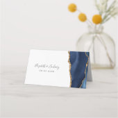 エレガントなネイビーブルーのゴールドアゲート結婚式テーブル プレイスカード (裏面)