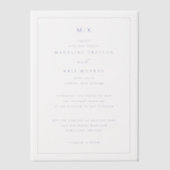 エレガントなネイビーブルーのセリフ結婚式招待状 ベラム紙招待状 (正面)