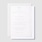 エレガントなネイビーブルーのセリフ結婚式招待状 ベラム紙招待状 (オフセット)