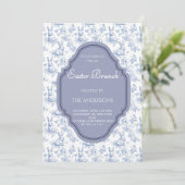 エレガントなネイビーブルーのビンテージ トワール イースター ブランシュ 招待状 (スタンド正面)