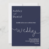 エレガントなネイビーブルーの結婚式の招待状 招待状 (正面)