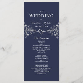 エレガントなネイビーブルーの結婚式プログラム プログラム