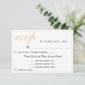 エレガントなネイビーブルーの結婚式 メニュー選択 RSVP カード (スタンド正面)