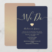 エレガントなネイビーブルーの結婚披露宴 招待状 (正面/裏面)