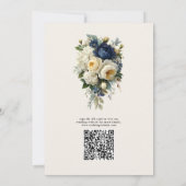 エレガントなネイビーブルーの花と白い芍薬のウェディングS セーブザデート (裏面)