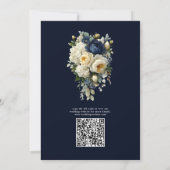 エレガントなネイビーブルーの花と白い芍薬の結婚式 セーブザデート (裏面)