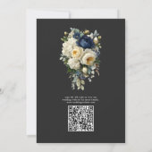エレガントなネイビーブルーの花と白い芍薬の結婚式 セーブザデート (裏面)