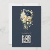 エレガントなネイビーブルーの花と白い芍薬の結婚式 セーブザデート (裏面)