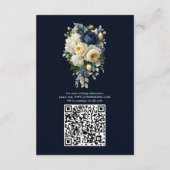 エレガントなネイビーブルーの花と芍薬の結婚式ディテール エンクロージャーカード (裏面)