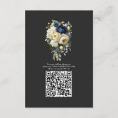 エレガントなネイビーブルーの花と芍薬の結婚式ディテール エンクロージャーカード (裏面)