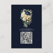 エレガントなネイビーブルーの花と芍薬の結婚式ディテール エンクロージャーカード (裏面)