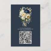 エレガントなネイビーブルーの花と芍薬の結婚式ディテール エンクロージャーカード (裏面)