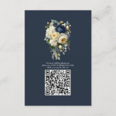 エレガントなネイビーブルーの花と芍薬の結婚式ディテール エンクロージャーカード (裏面)