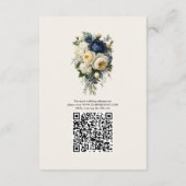 エレガントなネイビーブルーの花と芍薬の結婚式ディテール エンクロージャーカード (裏面)