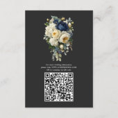エレガントなネイビーブルーの花と芍薬の結婚式ディテール エンクロージャーカード (裏面)