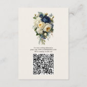 エレガントなネイビーブルーの花のボタン属の結婚式の詳細 エンクロージャーカード (裏面)