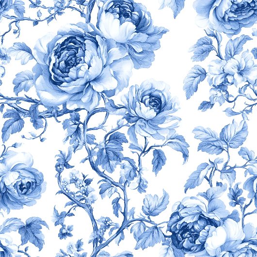 エレガントなネイビーブルーの花柄トイレ・ド・ジュイ ウェディングプログラム プログラム