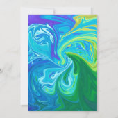 エレガントなネイビーブルーグリーンウェーブスアブストラクトアートウェディング 招待状 (裏面)
